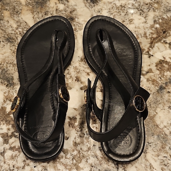 Tory Burch Black Leather Sandals - Picture 2 of 5